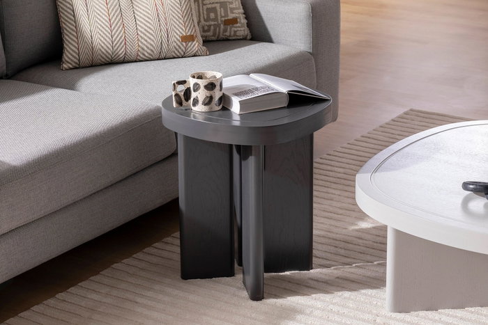 Hanah Home Mesa Auxiliar Gris 42x49x42 cm MDF Patas Madera